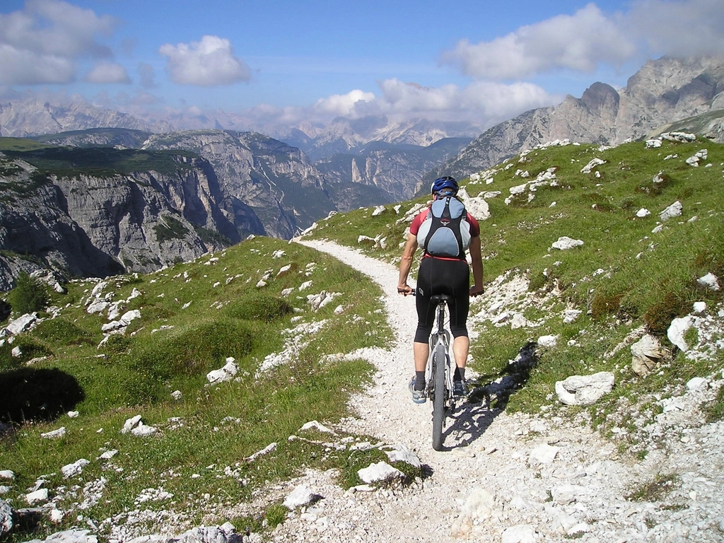 Free man cycling mountain image